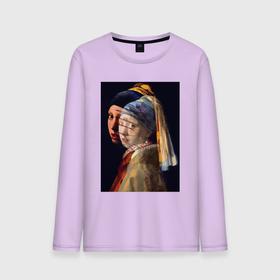Мужской лонгслив хлопок с принтом Ян Вермеер, Девушка с жемчужной сережкой , 100% хлопок |  | барокко | живопись | картина | портрет | реализм