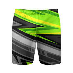 Мужские шорты спортивные с принтом Зеленые линии в Рязани,  |  | colorful | авто | иллюстрация | линии | тюнинг