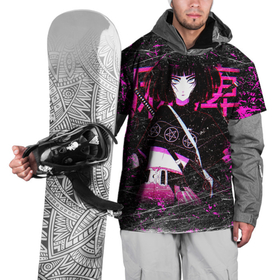 Накидка на куртку 3D с принтом Vinne Yuna Самурай Киберпанк , 100% полиэстер |  | 2077 | anime | cyberpunk | girl | grunge | japan | pink | senpai | yuna | аниме | анимэ | винне | гранж | девочка | девушка | игра | иероглифы | киберпанк | мульт | полосы | потертости | самурай | символ | тян | узоры | япония