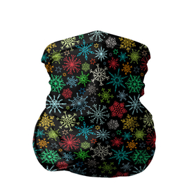 Бандана-труба 3D с принтом Разноцветные Снежинки в Новосибирске, 100% полиэстер, ткань с особыми свойствами — Activecool | плотность 150‒180 г/м2; хорошо тянется, но сохраняет форму | Тематика изображения на принте: merry christmas | дед мороз | ёлка | зима | мороз | новый год | подарок | праздник | рождество | с новым годом | сантаклаус | снег | снеговик | снегурочка | снежинки | снежные узоры | узоры