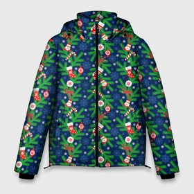 Мужская зимняя куртка 3D с принтом Новогодние Игрушки на Ёлке , верх — 100% полиэстер; подкладка — 100% полиэстер; утеплитель — 100% полиэстер | длина ниже бедра, свободный силуэт Оверсайз. Есть воротник-стойка, отстегивающийся капюшон и ветрозащитная планка. 

Боковые карманы с листочкой на кнопках и внутренний карман на молнии. | christmas | merry christmas | santa claus | дед мороз | ёлка | елочные шары | игрушки | новый год | подарки | праздник | с новым годом | санта клаус | снегурочка | украшения
