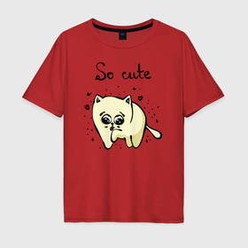 Мужская футболка хлопок Oversize с принтом Плачущий кот в Курске, 100% хлопок | свободный крой, круглый ворот, “спинка” длиннее передней части | 