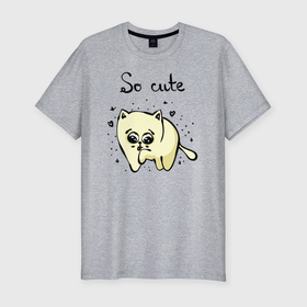 Мужская футболка хлопок Slim с принтом Плачущий кот в Курске, 92% хлопок, 8% лайкра | приталенный силуэт, круглый вырез ворота, длина до линии бедра, короткий рукав | 