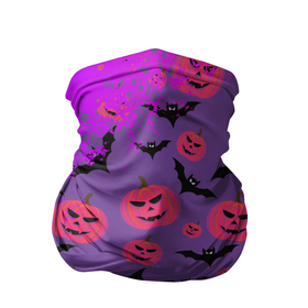 Бандана-труба 3D с принтом HALLOWEEN NEON в Тюмени, 100% полиэстер, ткань с особыми свойствами — Activecool | плотность 150‒180 г/м2; хорошо тянется, но сохраняет форму | Тематика изображения на принте: bat | gourd | halloween | haloween | melon | neon | pumpkin | squash | неон | тыква | хеллоин | хеллоуин | хелоин | хэллоуин