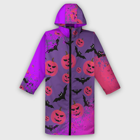 Дождевик унисекс 3D с принтом HALLOWEEN NEON в городе Новоалтайск,  |  | bat | gourd | halloween | haloween | melon | neon | pumpkin | squash | неон | тыква | хеллоин | хеллоуин | хелоин | хэллоуин
