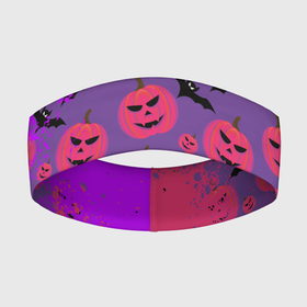 Повязка на голову 3D с принтом HALLOWEEN NEON в Курске,  |  | bat | gourd | halloween | haloween | melon | neon | pumpkin | squash | неон | тыква | хеллоин | хеллоуин | хелоин | хэллоуин