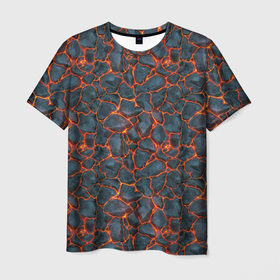 Мужская футболка 3D с принтом неоновая лава в Кировске, 100% полиэфир | прямой крой, круглый вырез горловины, длина до линии бедер | Тематика изображения на принте: вулкан | лава | неон | паттерн | поверхность | сила | супермен | текстура | энергия