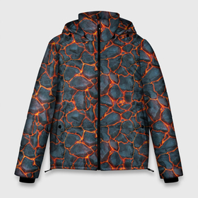 Мужская зимняя куртка 3D с принтом неоновая лава в Новосибирске, верх — 100% полиэстер; подкладка — 100% полиэстер; утеплитель — 100% полиэстер | длина ниже бедра, свободный силуэт Оверсайз. Есть воротник-стойка, отстегивающийся капюшон и ветрозащитная планка. 

Боковые карманы с листочкой на кнопках и внутренний карман на молнии. | Тематика изображения на принте: вулкан | лава | неон | паттерн | поверхность | сила | супермен | текстура | энергия