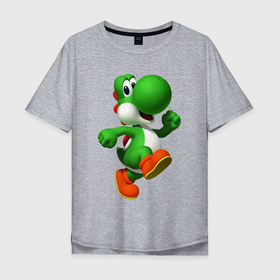 Мужская футболка хлопок Oversize с принтом 3d Yoshi в Тюмени, 100% хлопок | свободный крой, круглый ворот, “спинка” длиннее передней части | mario | nintendo | video game | yoshi | видео игра | йоши | марио | нинтендо