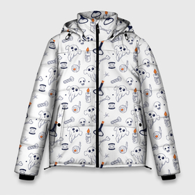 Мужская зимняя куртка 3D с принтом Patern Halloween 2 в Новосибирске, верх — 100% полиэстер; подкладка — 100% полиэстер; утеплитель — 100% полиэстер | длина ниже бедра, свободный силуэт Оверсайз. Есть воротник-стойка, отстегивающийся капюшон и ветрозащитная планка. 

Боковые карманы с листочкой на кнопках и внутренний карман на молнии. | 31 | bones | holiday | skull | spider | witches