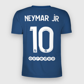 Мужская футболка 3D Slim с принтом Неймар ПСЖ форма 2021 2022 , 100% полиэстер с улучшенными характеристиками | приталенный силуэт, круглая горловина, широкие плечи, сужается к линии бедра | 2021 | 2022 | football | neymar | neymar jr | psg | домашняя | неймар | псж | форма | футбол