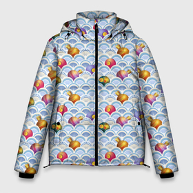 Мужская зимняя куртка 3D с принтом Праздничные Игрушки в Екатеринбурге, верх — 100% полиэстер; подкладка — 100% полиэстер; утеплитель — 100% полиэстер | длина ниже бедра, свободный силуэт Оверсайз. Есть воротник-стойка, отстегивающийся капюшон и ветрозащитная планка. 

Боковые карманы с листочкой на кнопках и внутренний карман на молнии. | Тематика изображения на принте: christmas | merry christmas | дед мороз | ёлка | елочные шары | игрушки | новый год | подарок | праздник | рождество | с новым годом | сантаклаус | снежинки | украшения