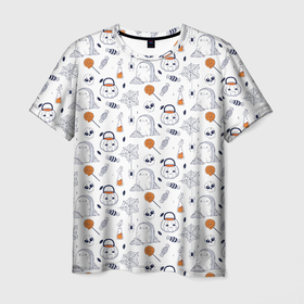 Мужская футболка 3D с принтом Patern Halloween 7 в Кировске, 100% полиэфир | прямой крой, круглый вырез горловины, длина до линии бедер | 31 | bones | holiday | skull | spider | witches