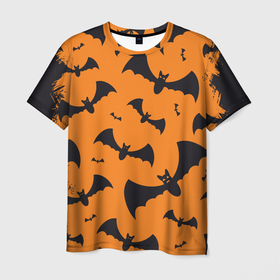Мужская футболка 3D с принтом ЛЕТУЧАЯ МЫШЬ В ДЕНЬ ХЭЛЛОУИНА в Кировске, 100% полиэфир | прямой крой, круглый вырез горловины, длина до линии бедер | bat | halloween | haloween | летучая мышь | хеллоин | хеллоуин | хелоин | хелоуин | хэллоин | хэллоуин | хэлоин | хэлоуин