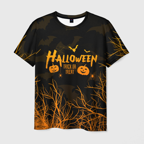 Мужская футболка 3D с принтом HALLOWEEN FOREST BATS | ЛЕТУЧИЕ МЫШИ В ЛЕСУ ХЕЛЛОУИН в Тюмени, 100% полиэфир | прямой крой, круглый вырез горловины, длина до линии бедер | bats | bones | ghost | halloween | pumpkin | skull | кости | летучие мыши | приведение | призрак | скелет | тыква | хеллоуин | хоррор | хэллоуин