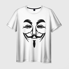 Мужская футболка 3D с принтом Анонимус в Кировске, 100% полиэфир | прямой крой, круглый вырез горловины, длина до линии бедер | анонимус | вендетта | гай фокс | маска | хакер