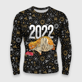 Мужской рашгард 3D с принтом Ленивый толстый тигр в Кировске,  |  | Тематика изображения на принте: 2022 | год тигра | новый год | новый год 2022 | символ года | тигр | тигренок | тигрица | тигры