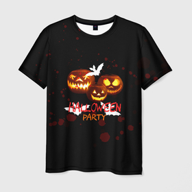 Мужская футболка 3D с принтом Кровавый Halloween в Тюмени, 100% полиэфир | прямой крой, круглый вырез горловины, длина до линии бедер | halloween | день всех святых | кровь | летучая мышь | тыква | хэллоуин