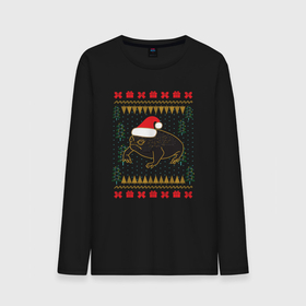 Мужской лонгслив хлопок с принтом Рождественский свитер Жаба , 100% хлопок |  | christmas | ugly sweater | африканская лягушка | дождевая лягушка | жаба | зима | зимний | лягушка | новый год | рождественский свитер | рождество | уродливый свитер | черная лягушка