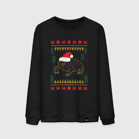 Мужской свитшот хлопок с принтом Рождественский свитер Жаба в Белгороде, 100% хлопок |  | christmas | ugly sweater | африканская лягушка | дождевая лягушка | жаба | зима | зимний | лягушка | новый год | рождественский свитер | рождество | уродливый свитер | черная лягушка
