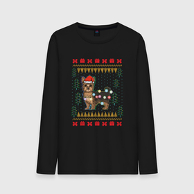 Мужской лонгслив хлопок с принтом Рождественский свитер Йоркшик , 100% хлопок |  | christmas | ugly sweater | вечеринка | йорк | йоркширский терьер | новый год | праздники | рождественский свитер | рождество | собака | собачка | уродливый свитер