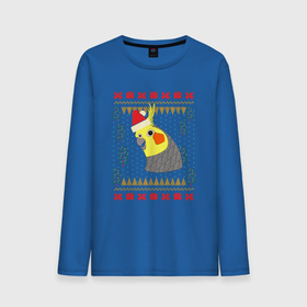 Мужской лонгслив хлопок с принтом Рождественский свитер Корелла в Санкт-Петербурге, 100% хлопок |  | christmas | cockatiel | parrot | ugly sweater | корелла | новогодние праздники | новый год | попугай | птица | рождественский свитер | рождество | уродливый свитер