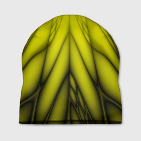 Шапка 3D с принтом Абстракция 535 в Петрозаводске, 100% полиэстер | универсальный размер, печать по всей поверхности изделия | геометричный | геометрия | желтый | линии | узор | фрактал | черный