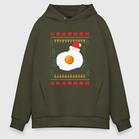 Мужское худи Oversize хлопок с принтом Рождественский свитер Кот яичница в Новосибирске, френч-терри — 70% хлопок, 30% полиэстер. Мягкий теплый начес внутри —100% хлопок | боковые карманы, эластичные манжеты и нижняя кромка, капюшон на магнитной кнопке | christmas | party | ugly sweater | вечеринка | кот | кот мем | кот яичница | мемы | новогодние праздники | новый год | рождественский свитер | рождество | уродливый свитер