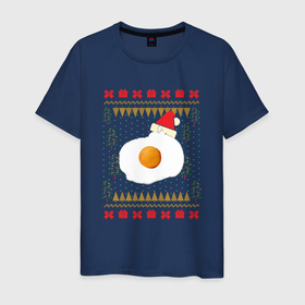 Мужская футболка хлопок с принтом Рождественский свитер Кот яичница в Новосибирске, 100% хлопок | прямой крой, круглый вырез горловины, длина до линии бедер, слегка спущенное плечо. | christmas | party | ugly sweater | вечеринка | кот | кот мем | кот яичница | мемы | новогодние праздники | новый год | рождественский свитер | рождество | уродливый свитер