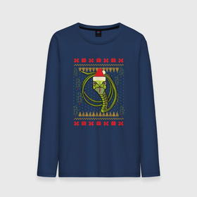 Мужской лонгслив хлопок с принтом Рождественский свитер Скептическая змея в Кировске, 100% хлопок |  | christmas | ugly sweater | вечеринка | змеи | мемы | новогодние праздники | новый год | прикольная змея | рождественский свитер | рождество | уродливый свитер