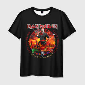 Мужская футболка 3D с принтом Nights of the Dead, Legacy of the Beast   Iron Maiden в Новосибирске, 100% полиэфир | прямой крой, круглый вырез горловины, длина до линии бедер | iron maiden | адриан смит | айран | айрон | группа | дэйв мюррей | железная дева | ирон | майден | мейд | мейден | метал | мрачный | музыка | песни | рок | стив харрис | тяжелый | хеви | хевиметал