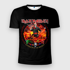 Мужская футболка 3D Slim с принтом Nights of the Dead, Legacy of the Beast   Iron Maiden в Петрозаводске, 100% полиэстер с улучшенными характеристиками | приталенный силуэт, круглая горловина, широкие плечи, сужается к линии бедра | iron maiden | адриан смит | айран | айрон | группа | дэйв мюррей | железная дева | ирон | майден | мейд | мейден | метал | мрачный | музыка | песни | рок | стив харрис | тяжелый | хеви | хевиметал