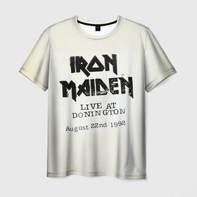 Мужская футболка 3D с принтом Live at Donington   Iron Maiden в Петрозаводске, 100% полиэфир | прямой крой, круглый вырез горловины, длина до линии бедер | iron maiden | адриан смит | айран | айрон | группа | дэйв мюррей | железная дева | ирон | майден | мейд | мейден | метал | мрачный | музыка | песни | рок | стив харрис | тяжелый | хеви | хевиметал