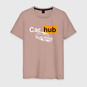 Мужская футболка хлопок с принтом Car Hub   hub в Екатеринбурге, 100% хлопок | прямой крой, круглый вырез горловины, длина до линии бедер, слегка спущенное плечо. | car | car hub | hub | машины | тачка | тачки