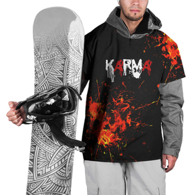 Накидка на куртку 3D с принтом Karma No Fun | Огонь , 100% полиэстер |  | karma | no fun | nofun | кляксы | кожа | настроение | огонь