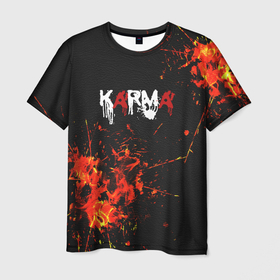 Мужская футболка 3D с принтом Karma No Fun | Огонь в Санкт-Петербурге, 100% полиэфир | прямой крой, круглый вырез горловины, длина до линии бедер | karma | no fun | nofun | кляксы | кожа | настроение | огонь