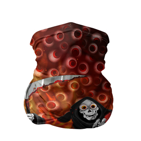 Бандана-труба 3D с принтом Смерть всё видит в Курске, 100% полиэстер, ткань с особыми свойствами — Activecool | плотность 150‒180 г/м2; хорошо тянется, но сохраняет форму | Тематика изображения на принте: halloween | глаза | коса | огонь | пламя | хэллоуин