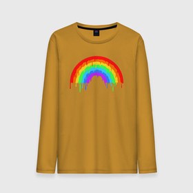 Мужской лонгслив хлопок с принтом Colors of rainbow , 100% хлопок |  | colors | paint | rainbow | краска | радуга | цвета радуги