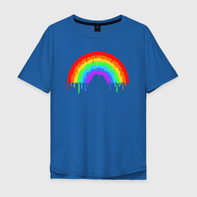 Мужская футболка хлопок Oversize с принтом Colors of rainbow в Кировске, 100% хлопок | свободный крой, круглый ворот, “спинка” длиннее передней части | Тематика изображения на принте: colors | paint | rainbow | краска | радуга | цвета радуги