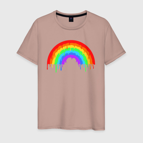 Мужская футболка хлопок с принтом Colors of rainbow в Тюмени, 100% хлопок | прямой крой, круглый вырез горловины, длина до линии бедер, слегка спущенное плечо. | colors | paint | rainbow | краска | радуга | цвета радуги