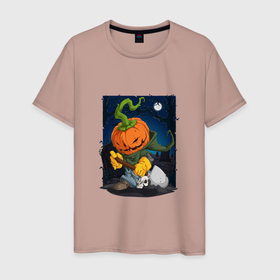 Мужская футболка хлопок с принтом ТЫКВА МОГИЛЬЩИК | ХЭЛЛОУИН в Белгороде, 100% хлопок | прямой крой, круглый вырез горловины, длина до линии бедер, слегка спущенное плечо. | halloween | haloween | pumpkin | могильщик | тыква | тыква могильщик | хеллоин | хеллоуин | хелоин | хелоуин | хэллоин | хэллоуин | хэлоин | хэлоуин