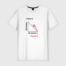 Мужская футболка хлопок Slim с принтом Как у Тома Холланда в Новосибирске, 92% хлопок, 8% лайкра | приталенный силуэт, круглый вырез ворота, длина до линии бедра, короткий рукав | i found x | x | найти x | теорема пифагора | том холланд