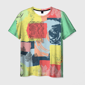 Мужская футболка 3D с принтом Желто зеленый тай дай в Тюмени, 100% полиэфир | прямой крой, круглый вырез горловины, длина до линии бедер | абстракция | круг | роза | тай дай | тропики