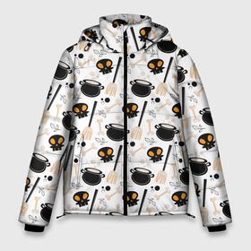 Мужская зимняя куртка 3D с принтом Patern Halloween 14 в Петрозаводске, верх — 100% полиэстер; подкладка — 100% полиэстер; утеплитель — 100% полиэстер | длина ниже бедра, свободный силуэт Оверсайз. Есть воротник-стойка, отстегивающийся капюшон и ветрозащитная планка. 

Боковые карманы с листочкой на кнопках и внутренний карман на молнии. | Тематика изображения на принте: 31 | bones | holiday | skull | spider | witches