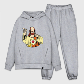 Мужской костюм хлопок OVERSIZE с принтом Smile Jesus в Тюмени,  |  | good | heart | jesus | smile | исус | сердце | смаил | смайл | улыбка