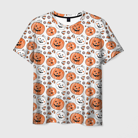 Мужская футболка 3D с принтом Patern Halloween 17 в Кировске, 100% полиэфир | прямой крой, круглый вырез горловины, длина до линии бедер | 31 | bones | holiday | skull | spider | witches