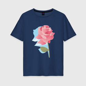 Женская футболка хлопок Oversize с принтом Роза на фоне неба в Белгороде, 100% хлопок | свободный крой, круглый ворот, спущенный рукав, длина до линии бедер
 | авторский рисунок | арт | небо | роза | розовая