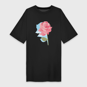 Платье-футболка хлопок с принтом Роза на фоне неба ,  |  | авторский рисунок | арт | небо | роза | розовая