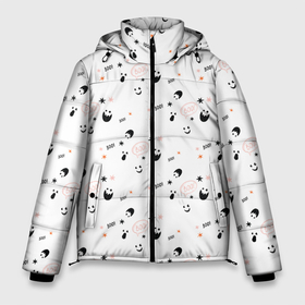 Мужская зимняя куртка 3D с принтом Patern Halloween 19 в Петрозаводске, верх — 100% полиэстер; подкладка — 100% полиэстер; утеплитель — 100% полиэстер | длина ниже бедра, свободный силуэт Оверсайз. Есть воротник-стойка, отстегивающийся капюшон и ветрозащитная планка. 

Боковые карманы с листочкой на кнопках и внутренний карман на молнии. | Тематика изображения на принте: 31 | bones | holiday | skull | spider | witches
