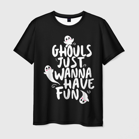 Мужская футболка 3D с принтом Монстры просто хотят веселья в Курске, 100% полиэфир | прямой крой, круглый вырез горловины, длина до линии бедер | ghost | ghouls | halloween | monster | monsters | mystic | гули | мистика | монстры | призраки | упыри | упырь | хэллоуин | чудовища